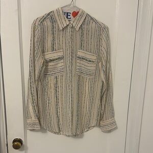 Equipment Cream Striped Blouse